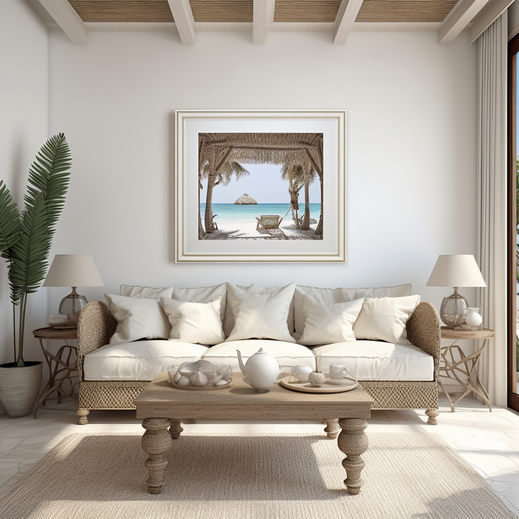 Charming Luxurious Living Room with Beach Cottage Vibes