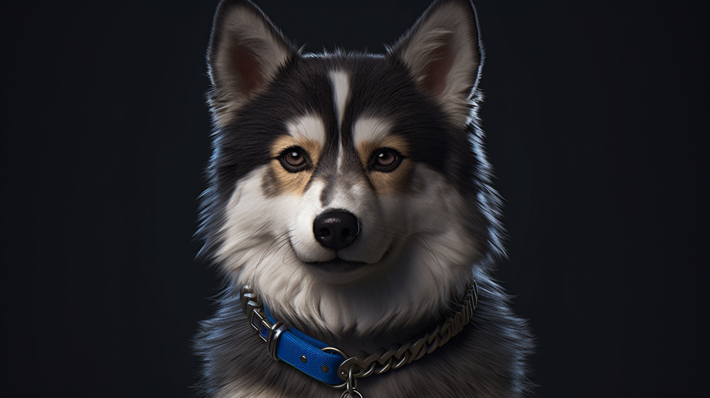 Realistic Pomsky with Blue Eyes