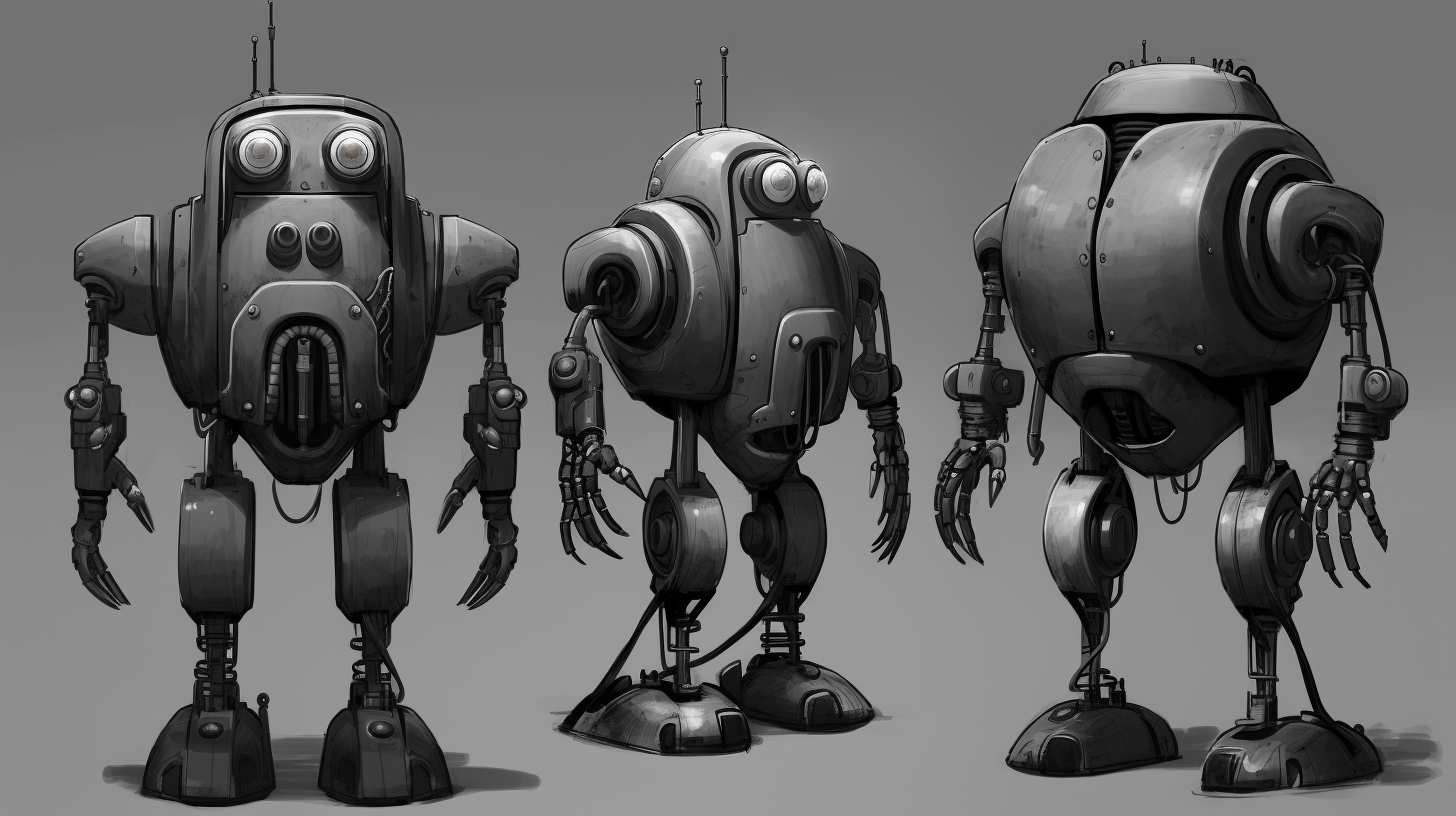 Charming robot game cartoon concept art