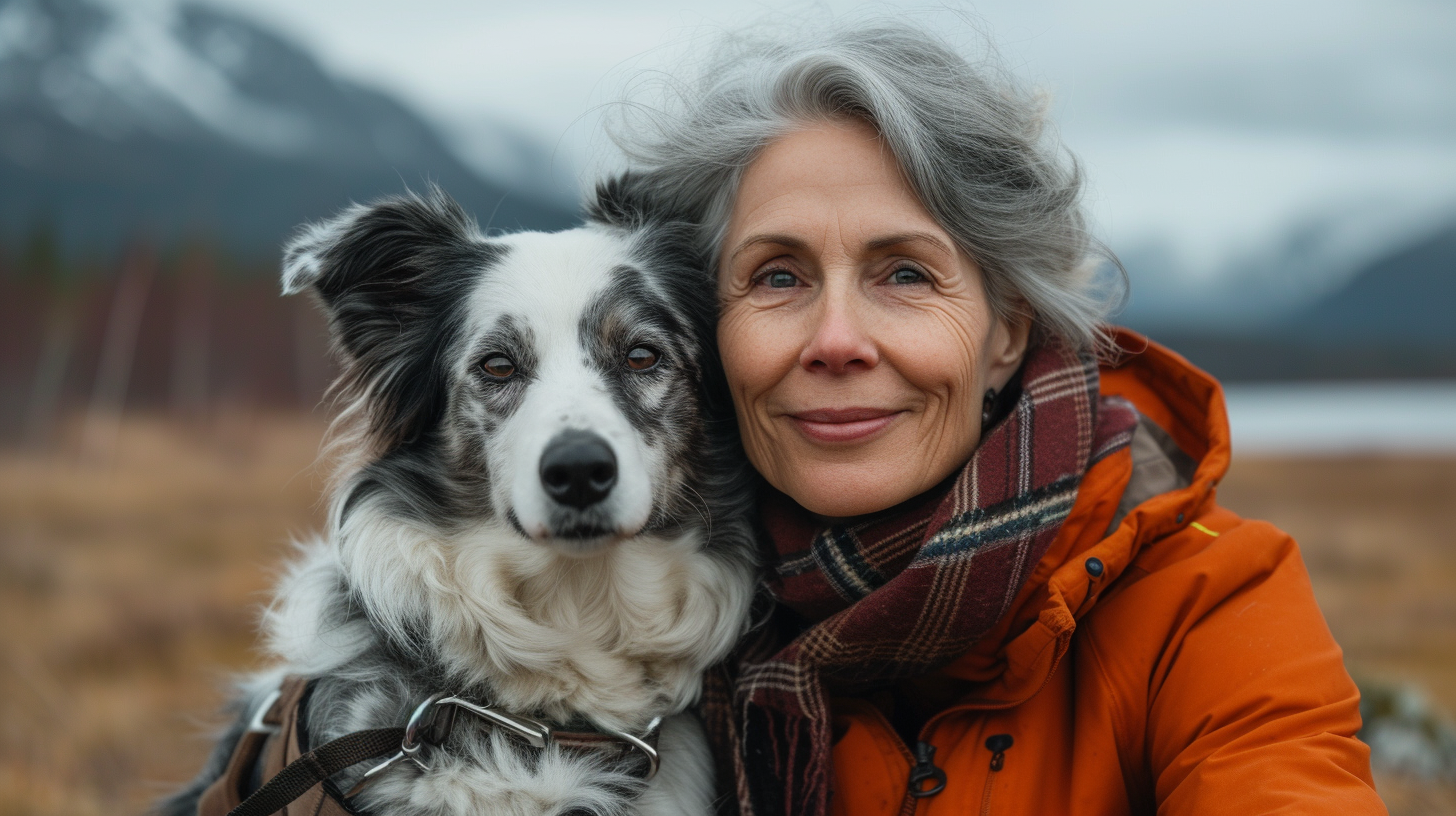 Woman with Border Collie in Norwegian Countryside