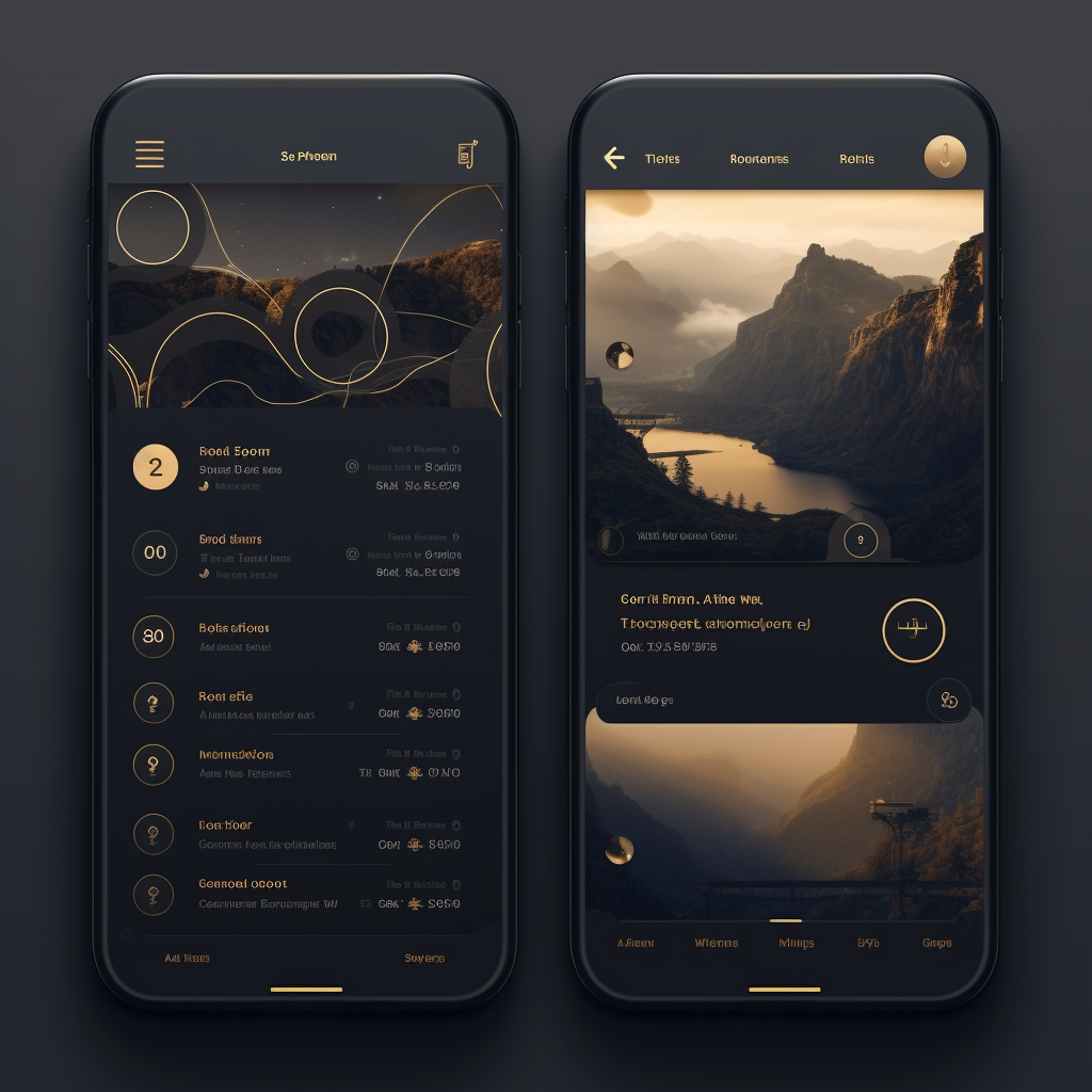 Beautiful dark gold chatbot UX UI design