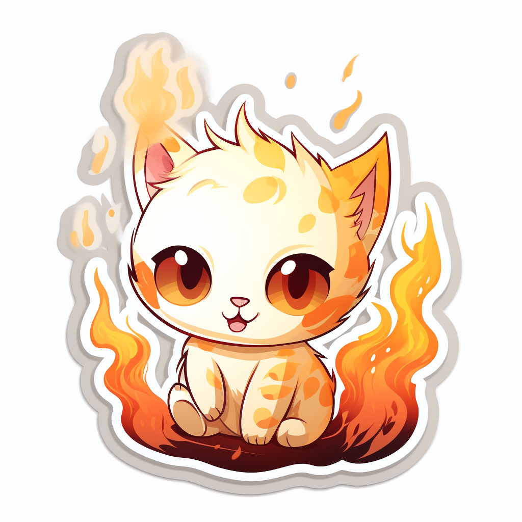 Burning chat bubble sticker on white background