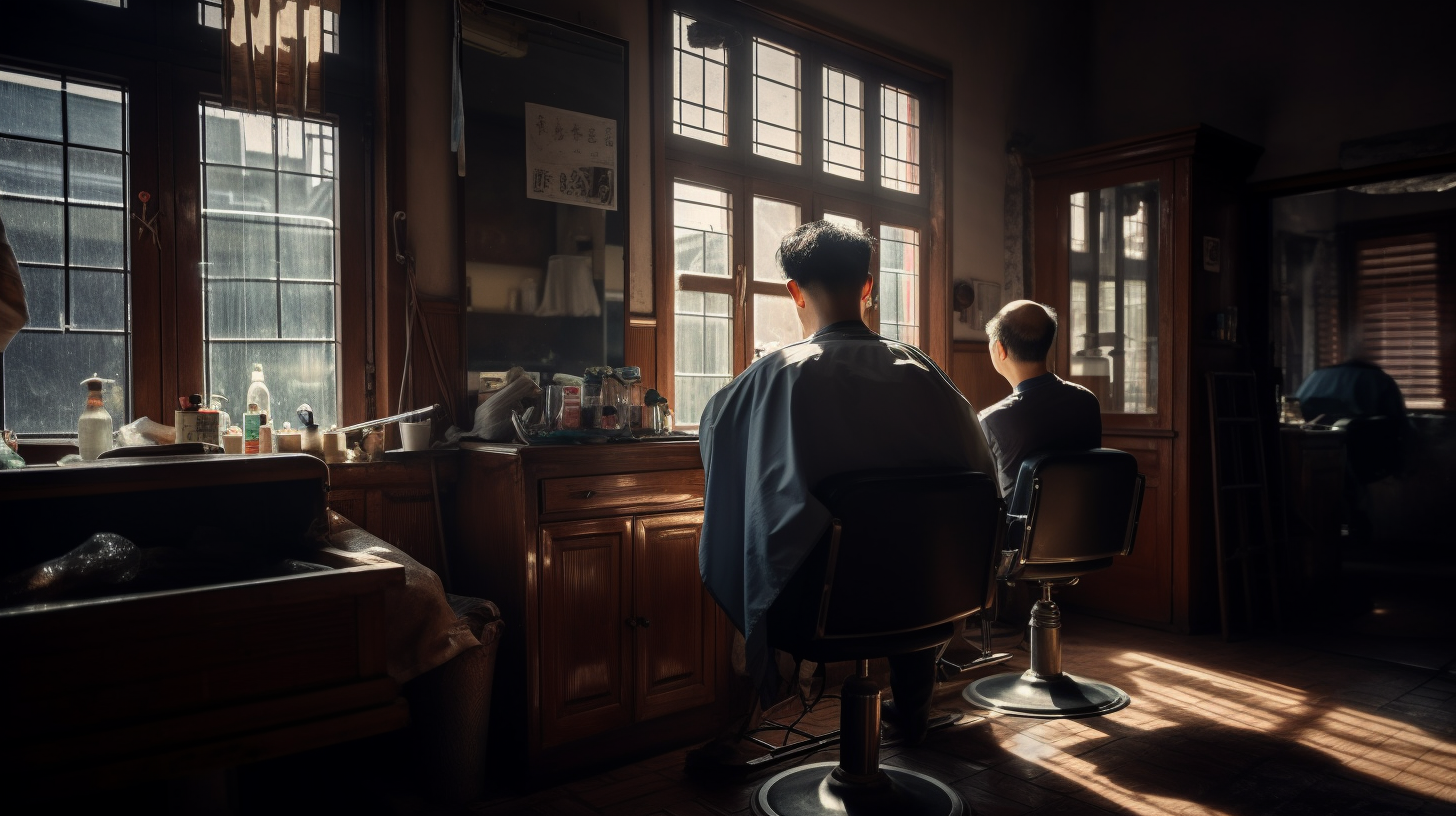 Man getting a haircut at the barber's