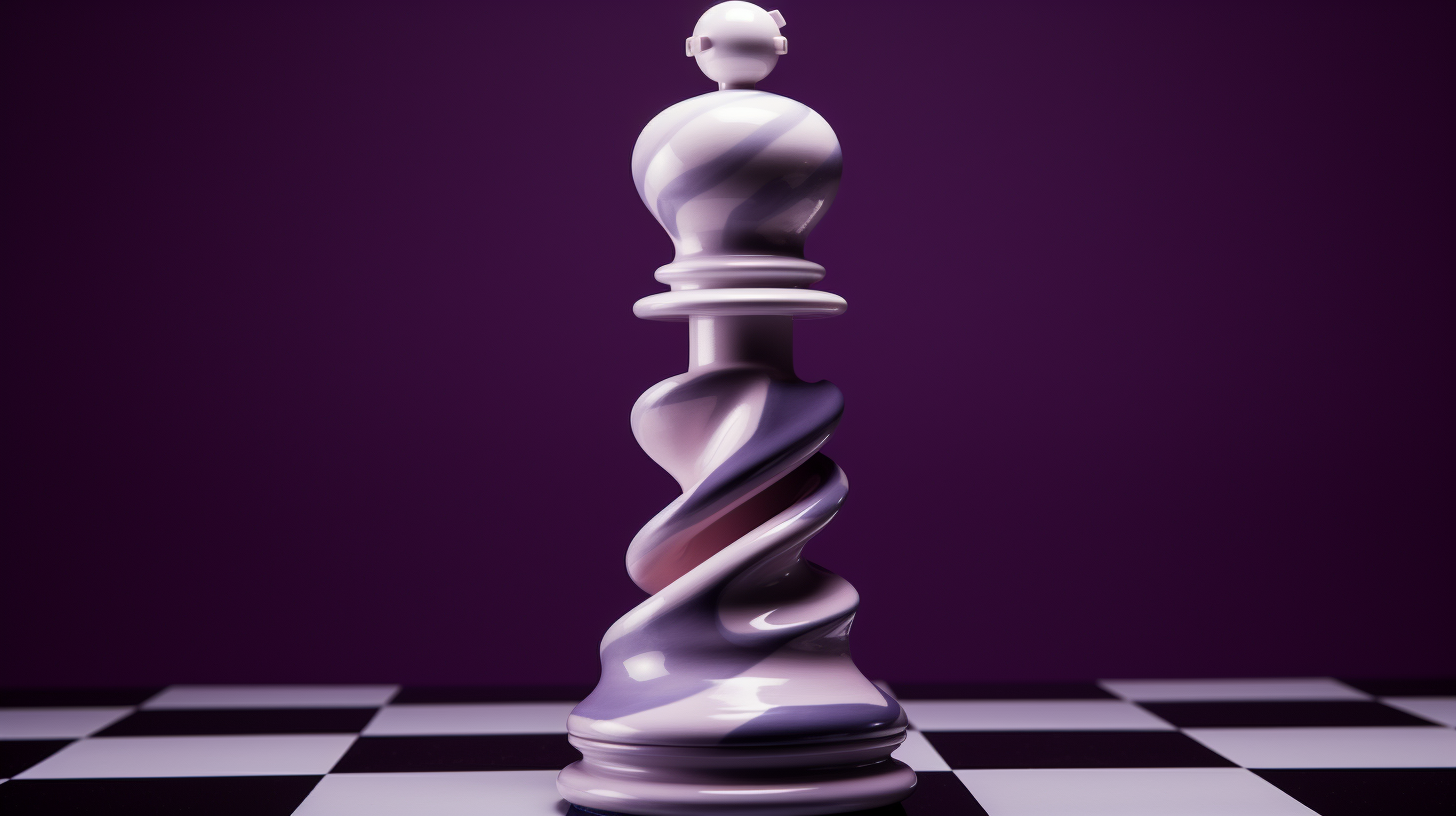 Checkered Wavy Chess Piece on Purple Background