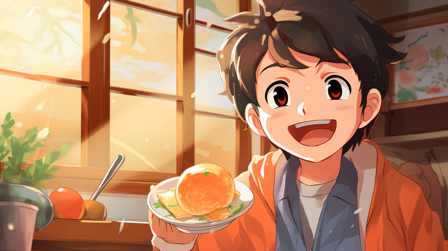 Elementary school boy enjoying breakfast