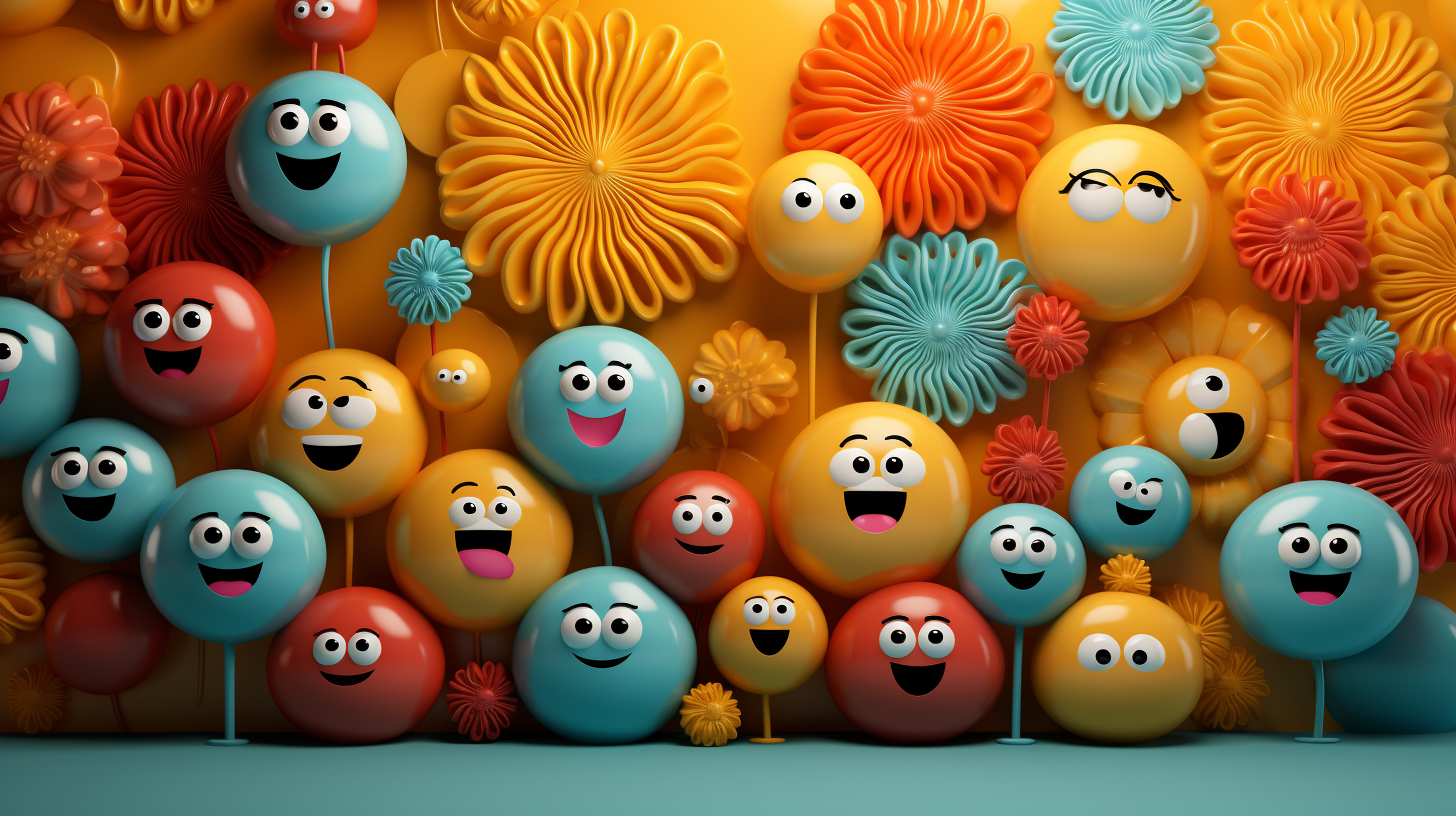 Cheerful emoji background with cotillions