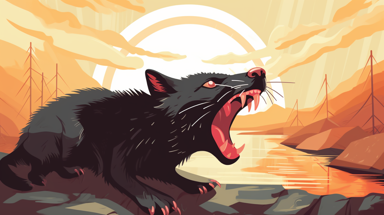 Illustration of a Cheerful Tasmanian Devil Waking Up