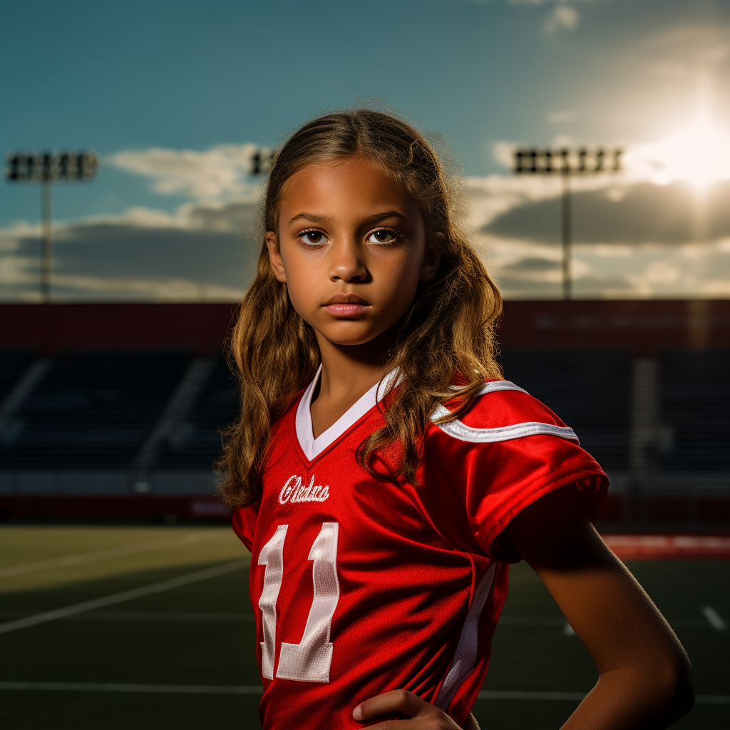 Cheerleader shining on the football field