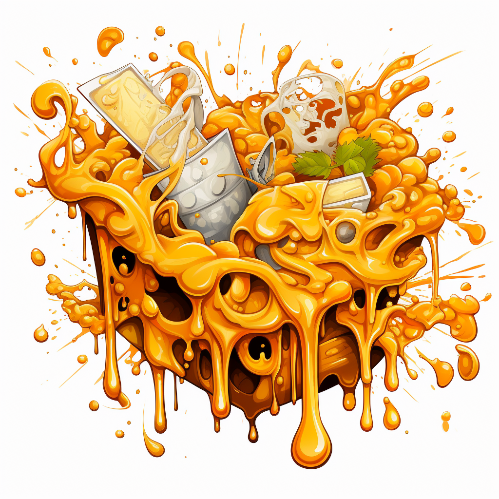 Cheese sauce graffiti white background