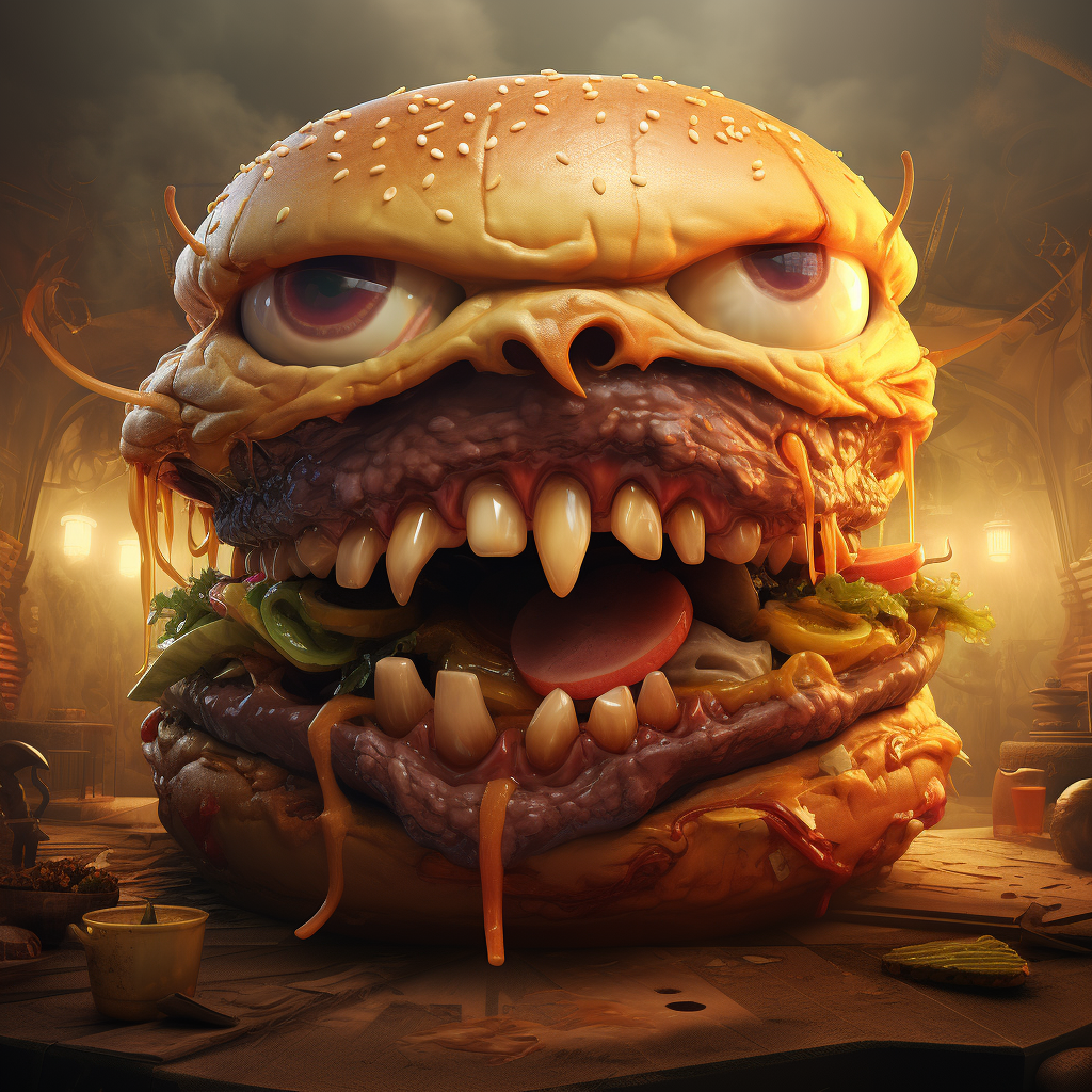 Delicious cheeseburger monster creation