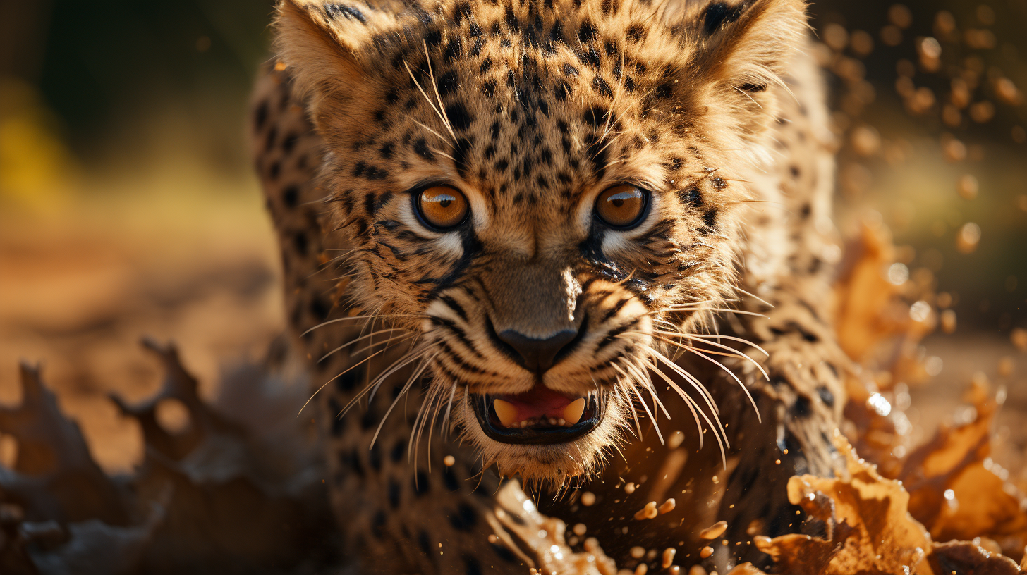 Cheetah chasing its prey in dramatic scene