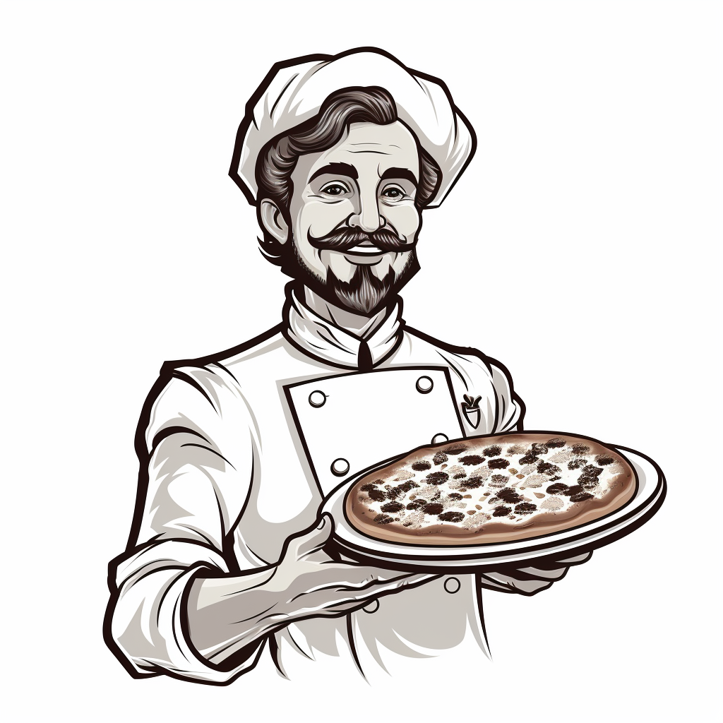 Cartoon chef with pizza slice