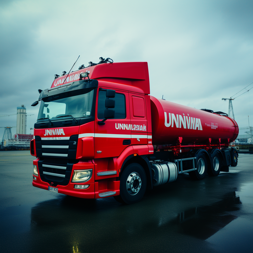 Chemical tanker truck carrying UNIVAR logo