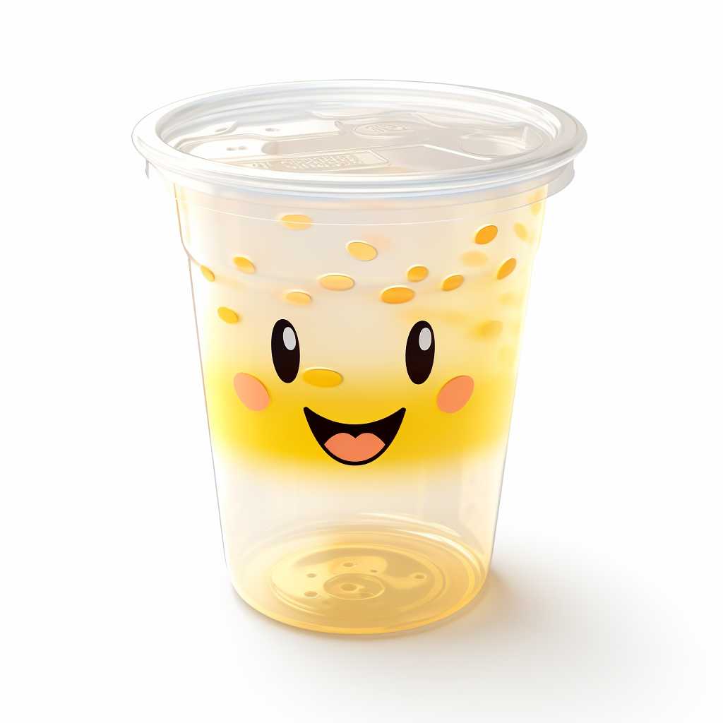 Cartoon Style Cherbet Plastic Cup on White Background