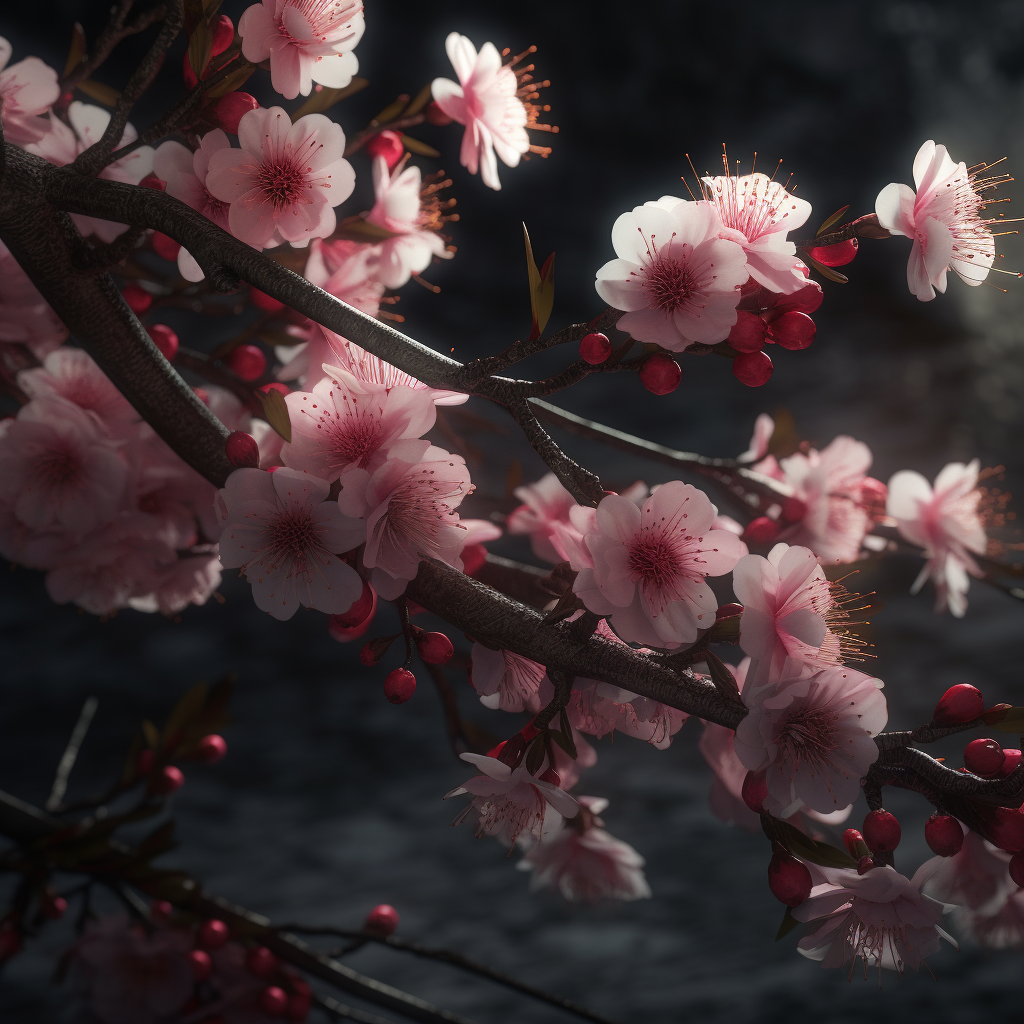 Vibrant cherry blossom branches in HD