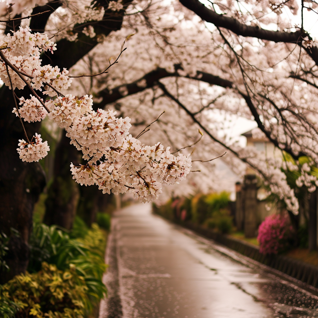 Beautiful cherry blossoms in full bloom