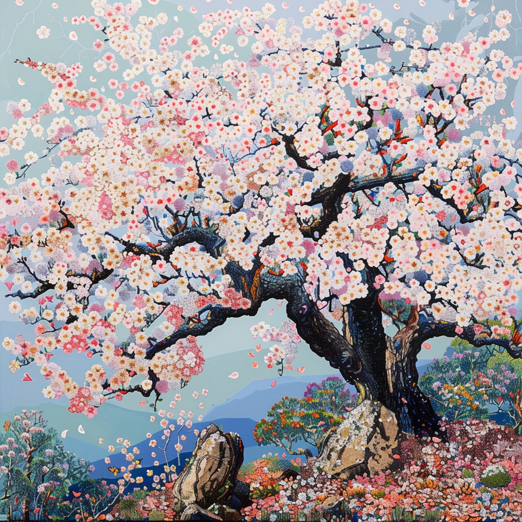 Takashi Murukami cherry blossom tree painting