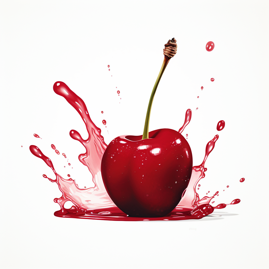 Cherry painting on white background