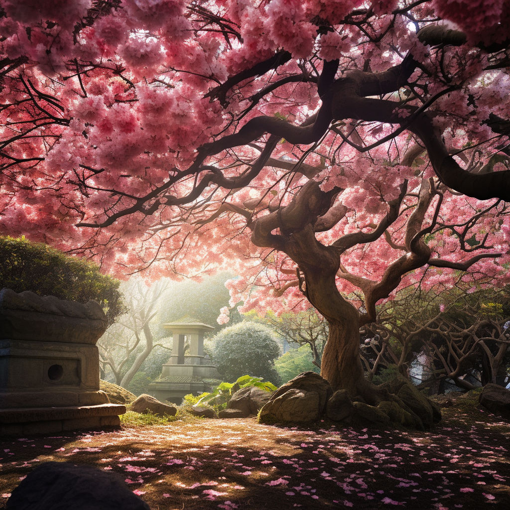 Beautiful Japanese cherry blossom scene