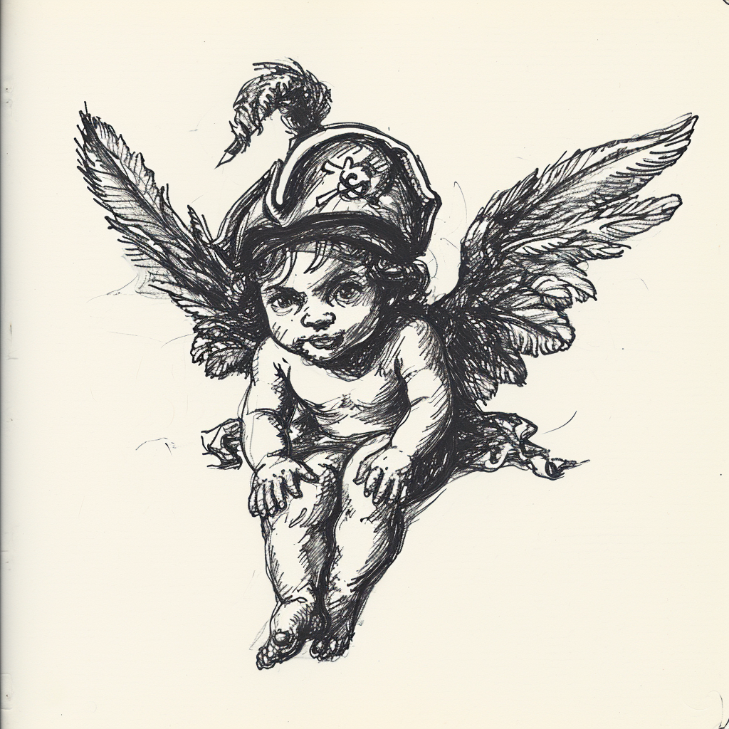 Cherub with Pirate Hat Ink