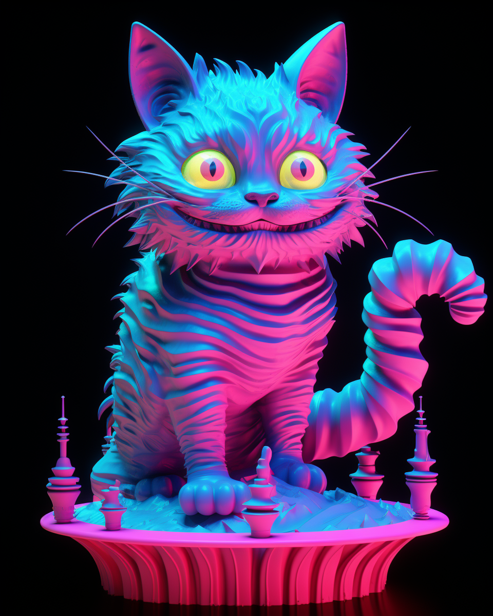 Cheshire Cat in colorful vaporwave style