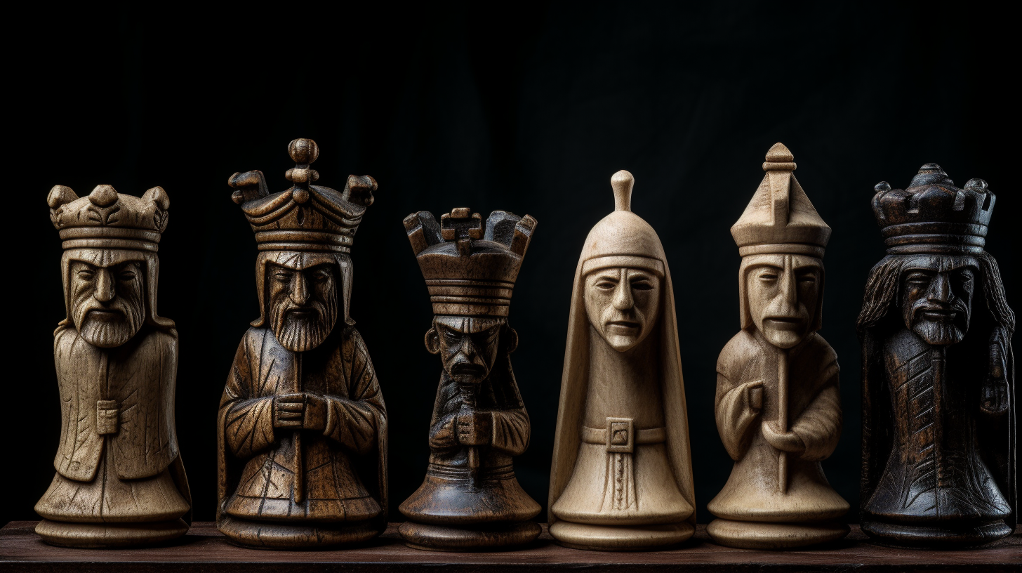 Front view of chess figures