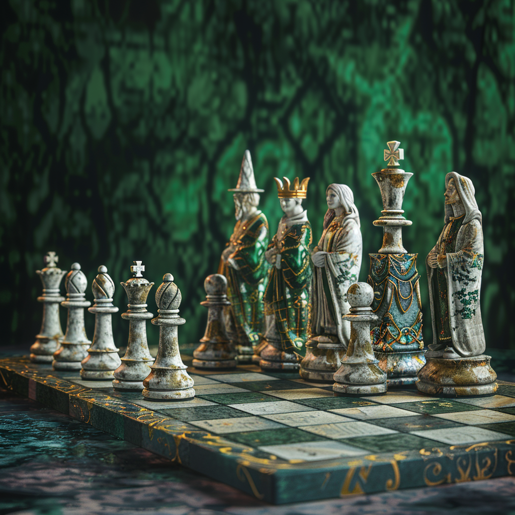 Harry Potter Chessboard Figures Emerald Background