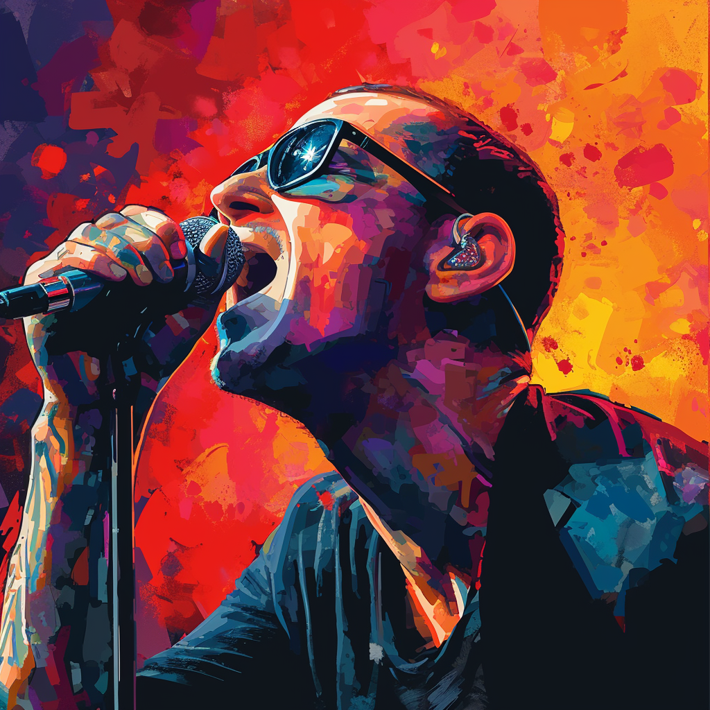 Chester Bennington Singing in Microphone Poster