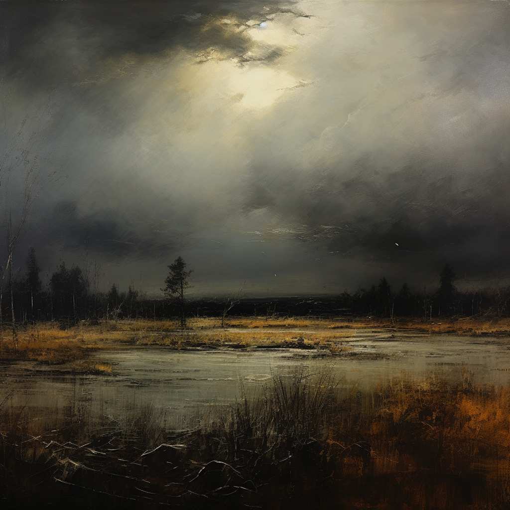 Chiaroscuro Moody Tonal Landscape Lake Trees