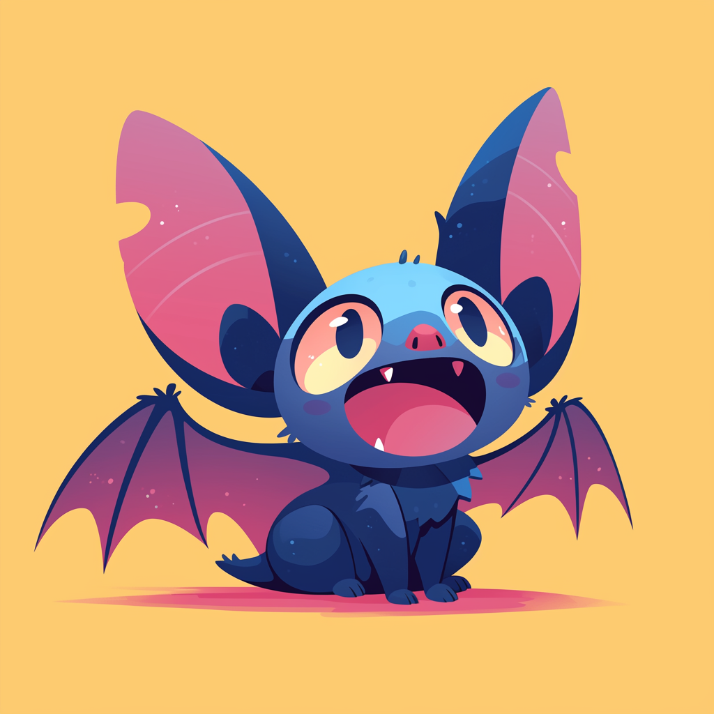 Cute chibi bat in bright colors