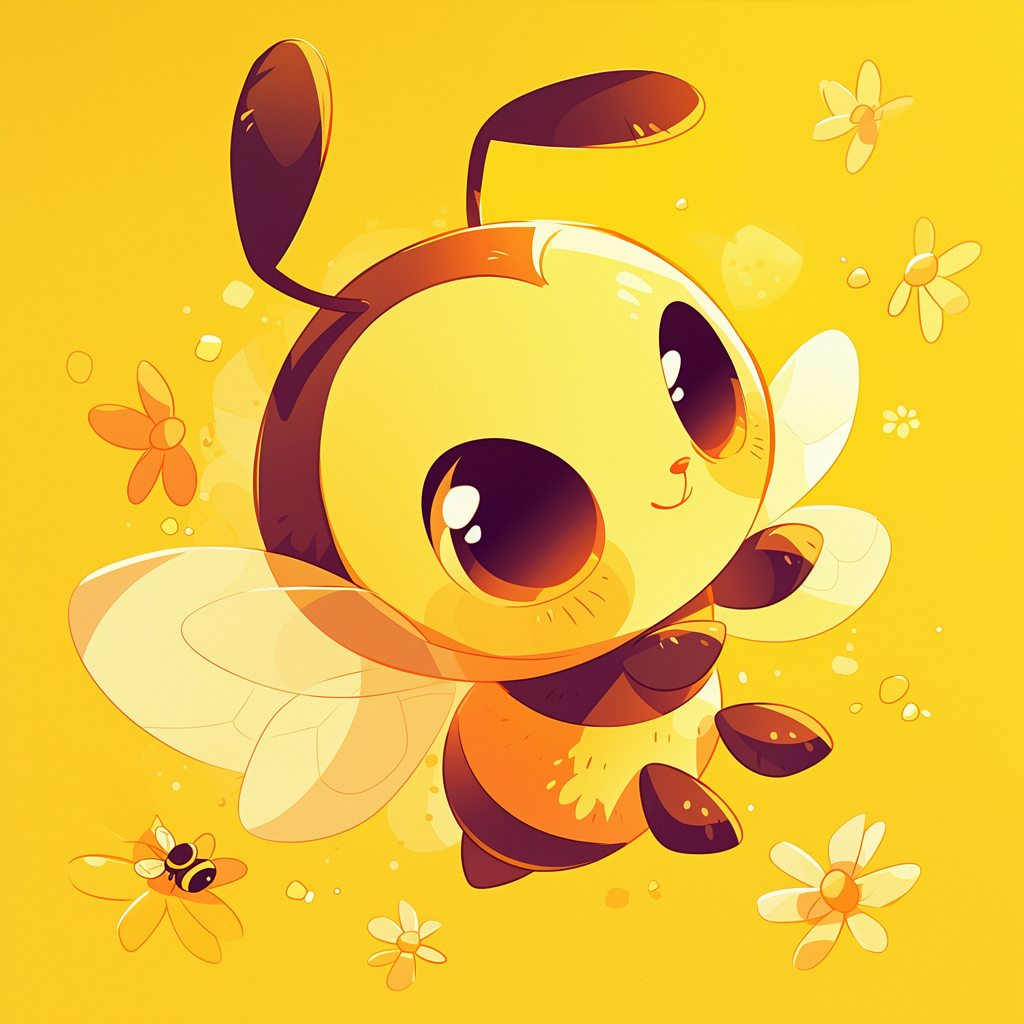 Cute chibi bee vector illustration