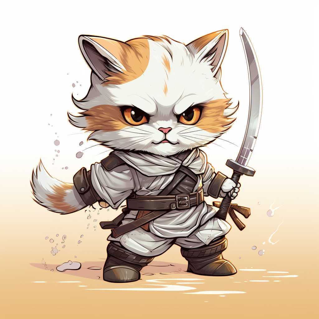 Cute chibi cat warrior for RPG