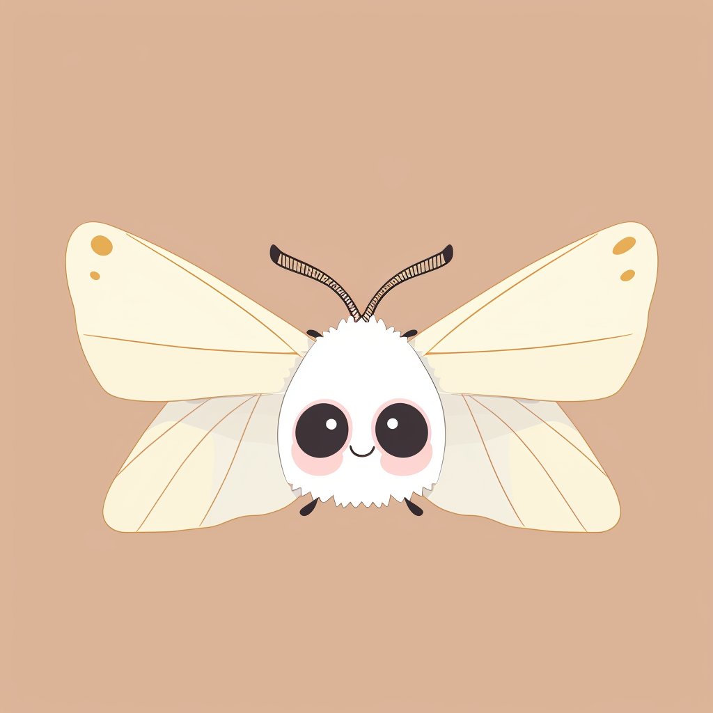 Cute chibi fluffy moth minimalist style