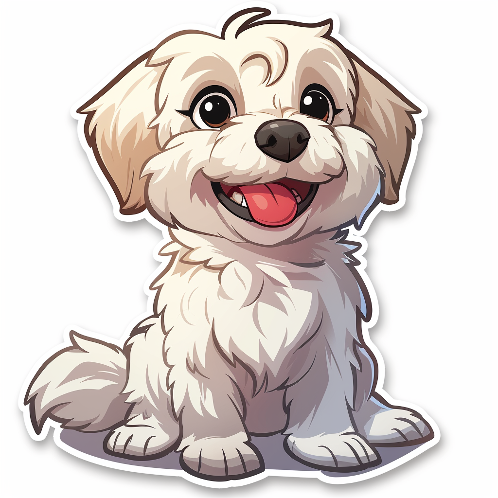 Happy Maltese Dog Sticker Image