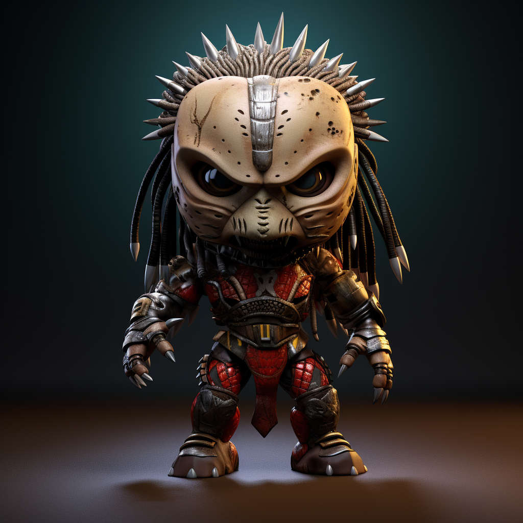 Adorable chibi predator with fierce expression