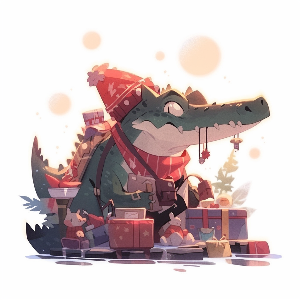 Cute Santa Alligator with Toy Bag