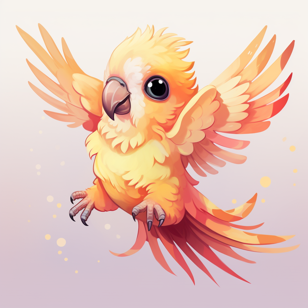 Cute Chibi Style Conure Flying