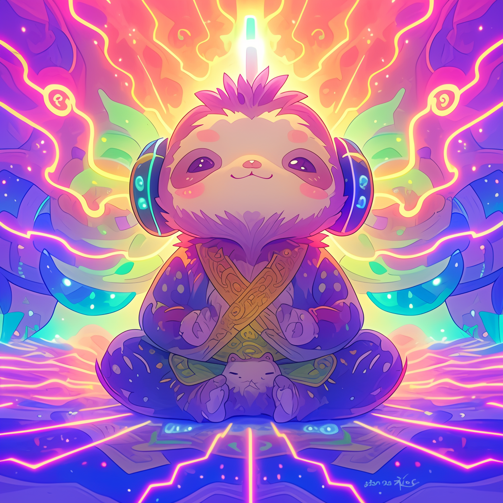 Meditating chibi sumo sloth energy