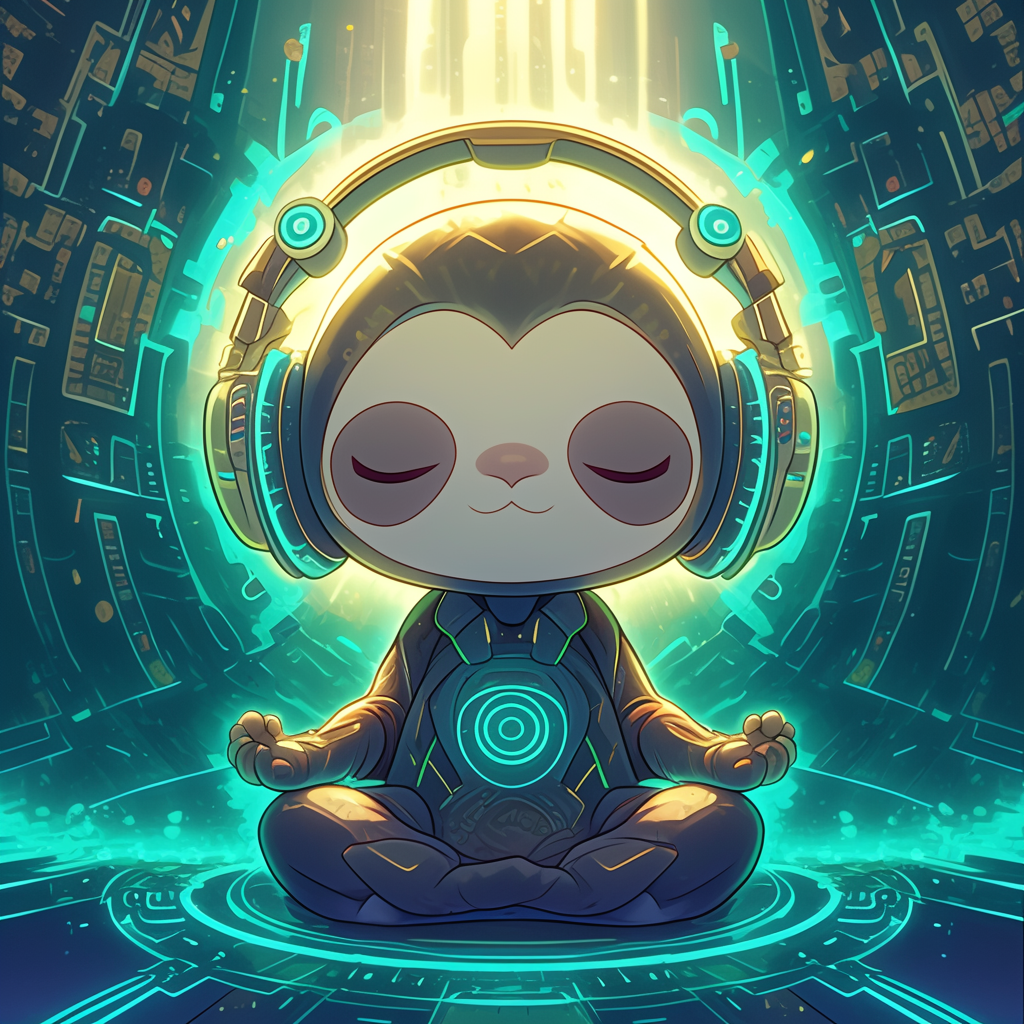 Cute Sumo Sloth Meditating Art