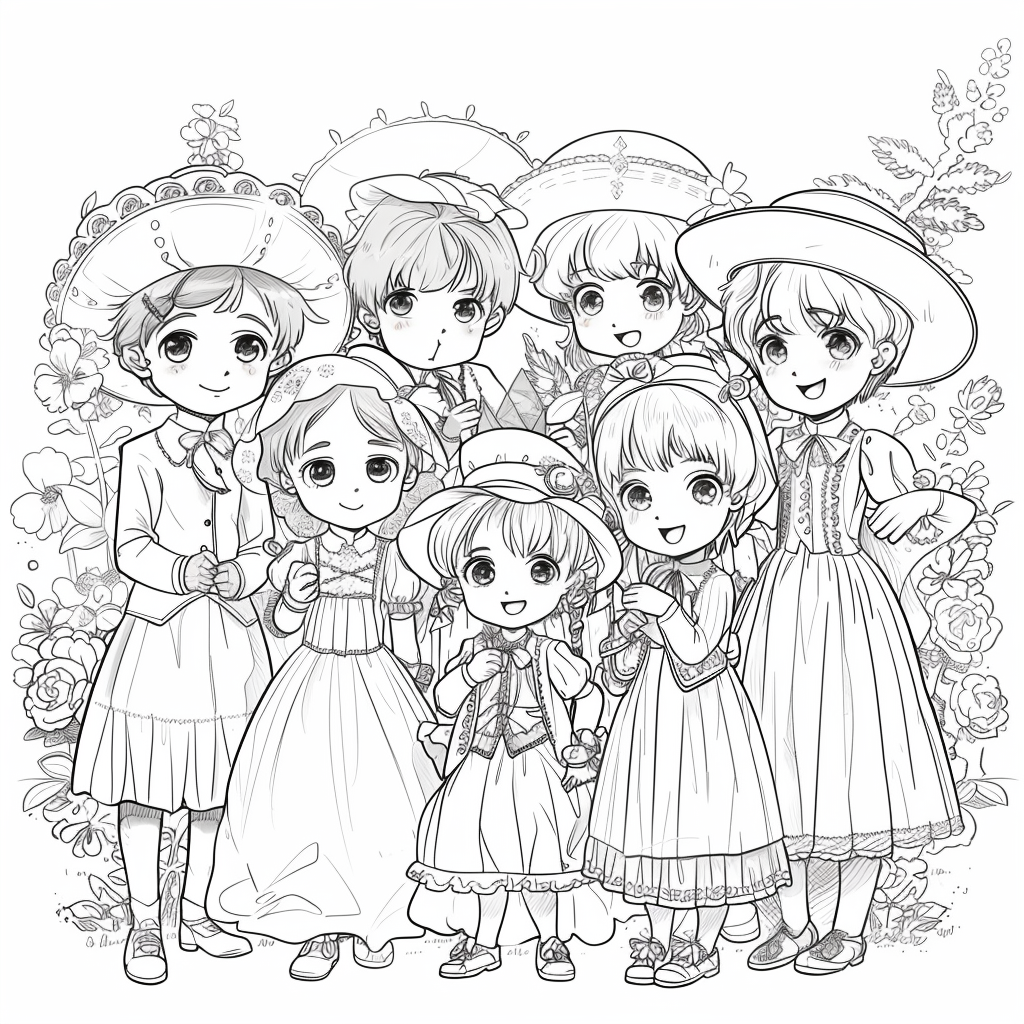 Cute Chibi Victorian Costumed Kids