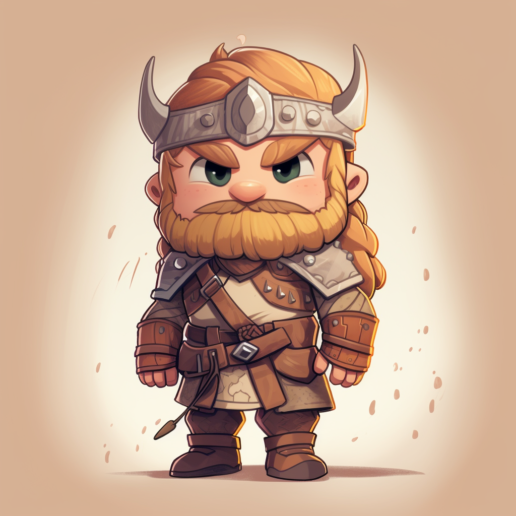 Cute chibi viking man