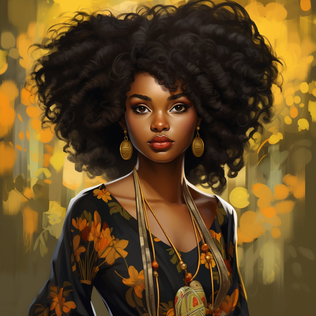 Beautiful black women illustration in chibi style