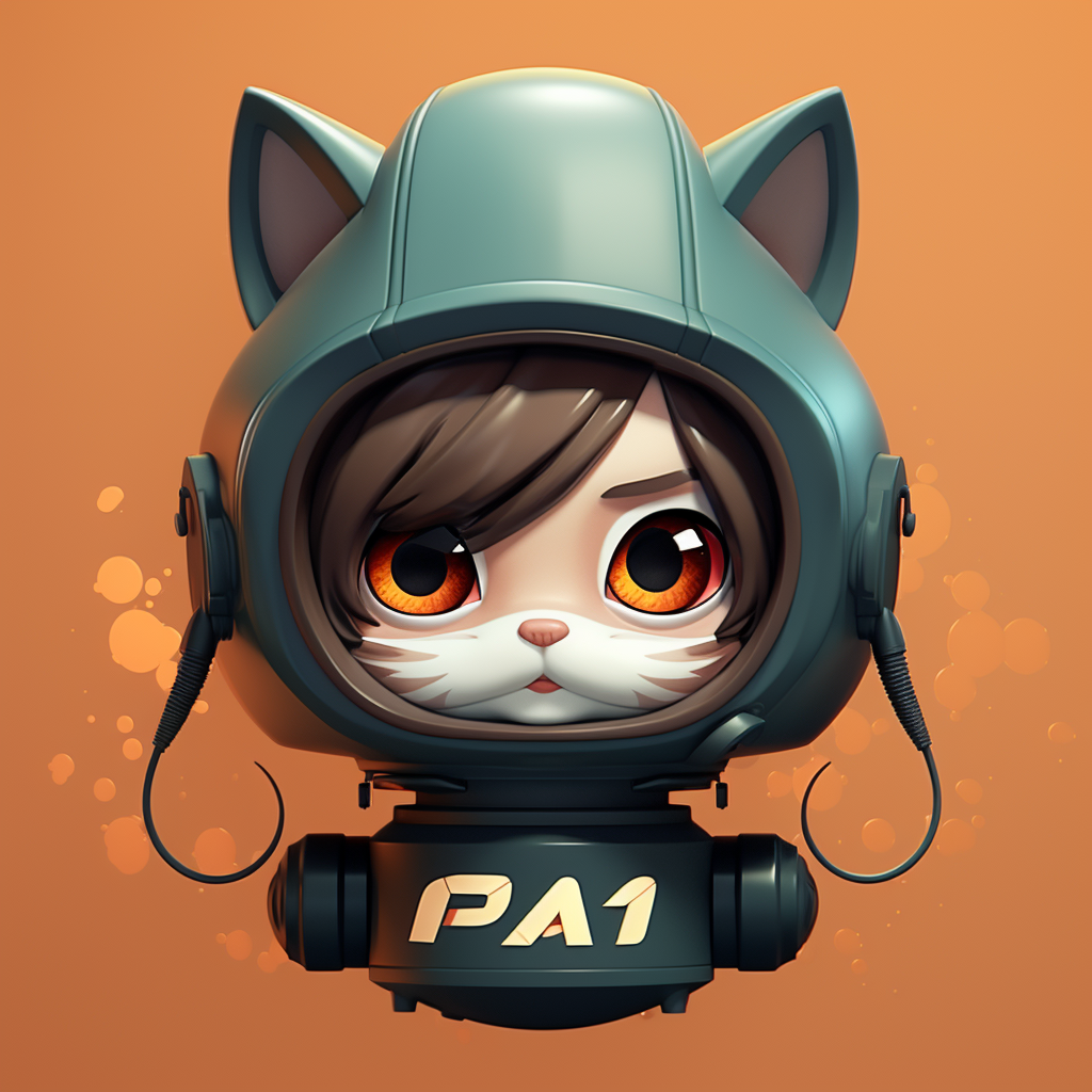 Chibi head logo with cat hood and gas mask