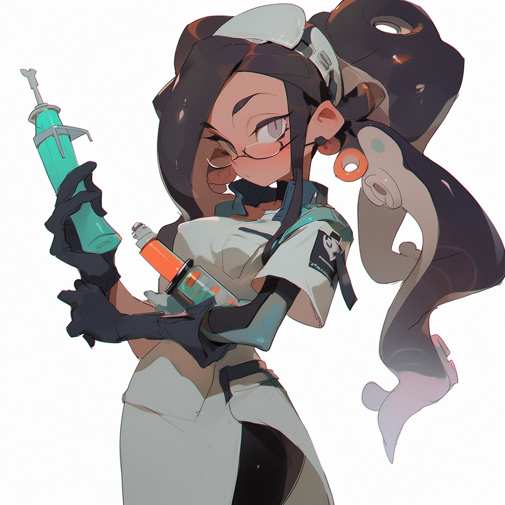 Cute Octopus Doctor Girl with Syringe