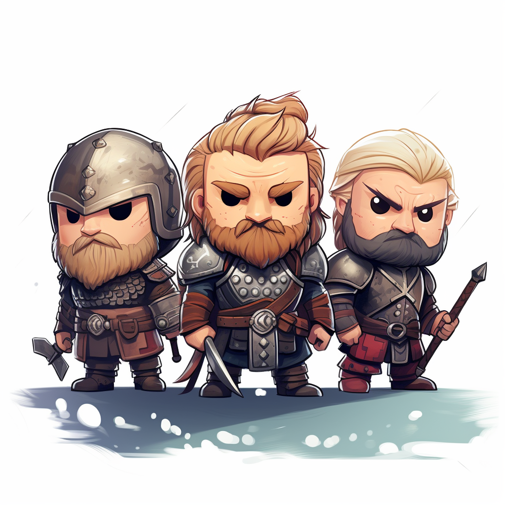 Cute chibi vikings in various poses