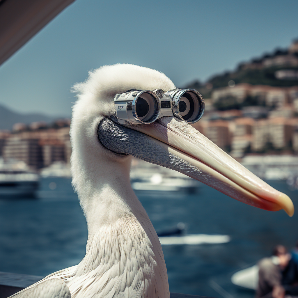 Stylish pelican captivated by Monaco F1 race