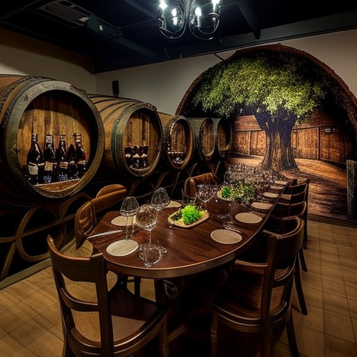 Chic restaurant wine barrel table