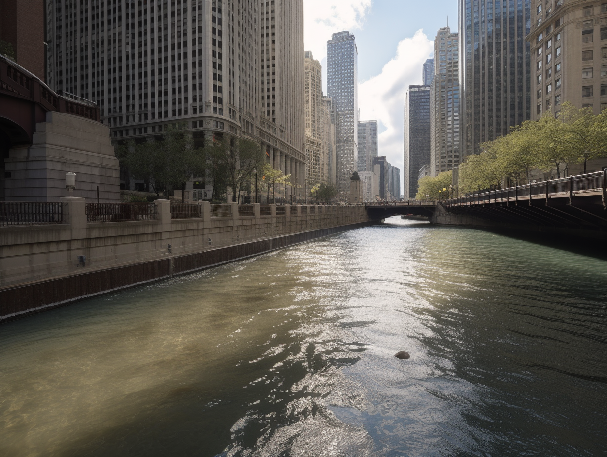 Hyper Realistic Chicago Riverwalk Photograph