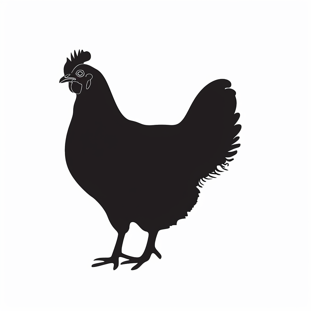 Chicken Silhouette Vector Art Black White