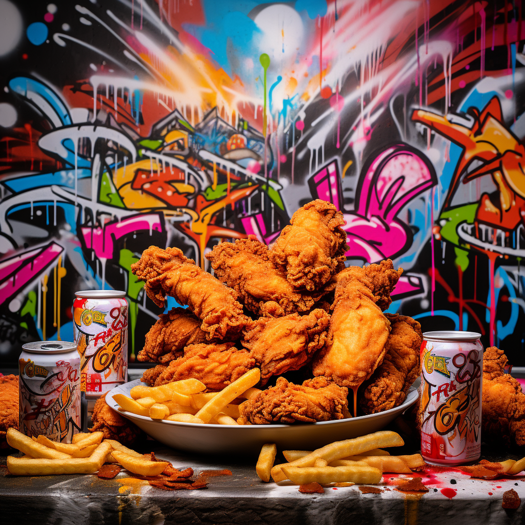 Tasty Chicken Tenders in Graffiti Style